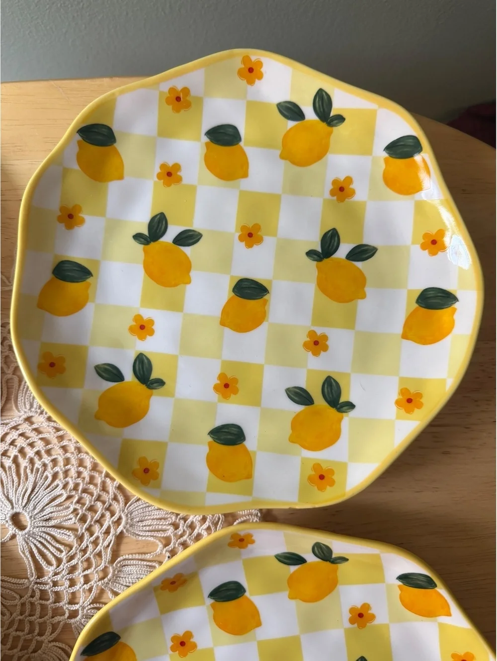 Set of 4 Lemon Pattern Dessert Plates
